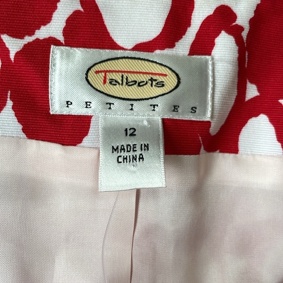 NWT Talbot Red / White Pattern Trench Coat - Size 12P - Picture 4 of 4